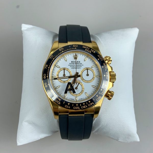 VS Factory Rolex Cosmograph Daytona Yellow Gold White Dial Rubber Strap (126518LN) — detail view 1