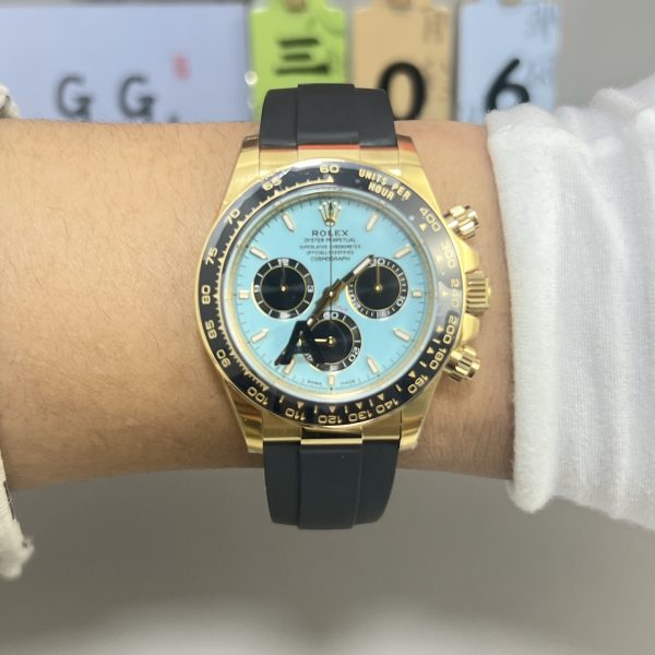 VS Factory Rolex Cosmograph Daytona “Tiffany” Turquoise Dial Rubber Strap (126518LN) — detail view 7