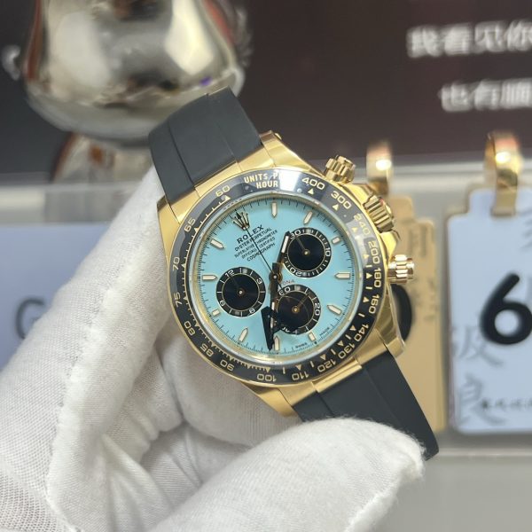 VS Factory Rolex Cosmograph Daytona “Tiffany” Turquoise Dial Rubber Strap (126518LN) — detail view 4