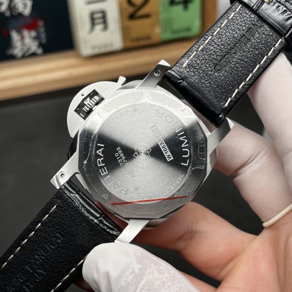 VS Factory Panerai Luminor Marina 44mm Black Dial Luminous Arabic Numerals Black Leather Strap (PAM01312) — detail view 6
