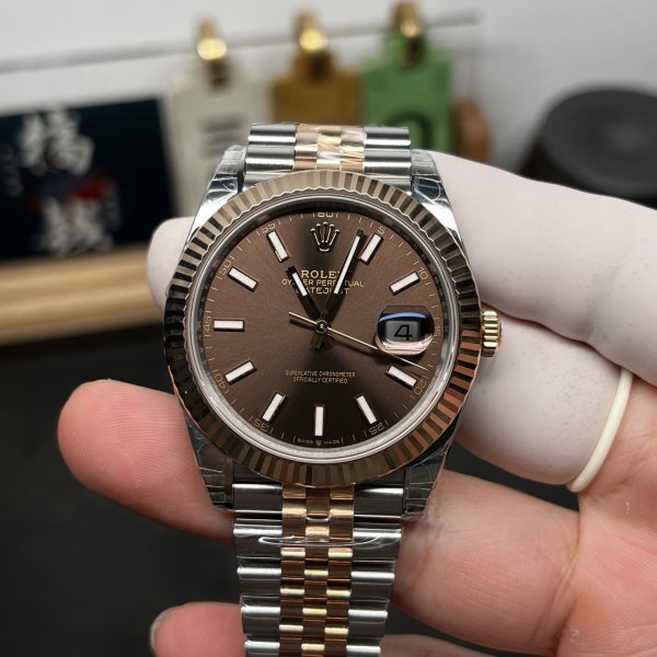VS Factory (VSF) Rolex Datejust 41 126331 “Chocolate Dial” Two-Tone Everose Gold — front product view
