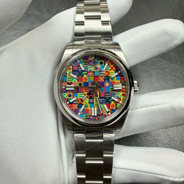 VS Factory Rolex Oyster Perpetual 41mm Multicolor Dial Smooth Bezel Oyster Bracelet (134300) — front product view