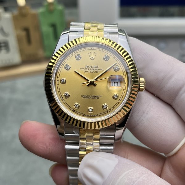 VS Factory Rolex Datejust 41mm Two-Tone Gold Champagne Diamond Dial Fluted Bezel Jubilee Bracelet… — detail view 1