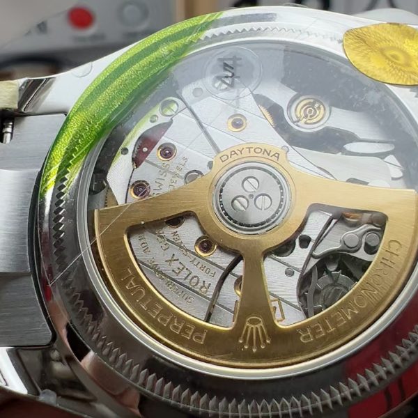 VS Factory Rolex Cosmograph Daytona 40mm “Panda” White Dial Exhibition Caseback (126502LN) — detail view 8