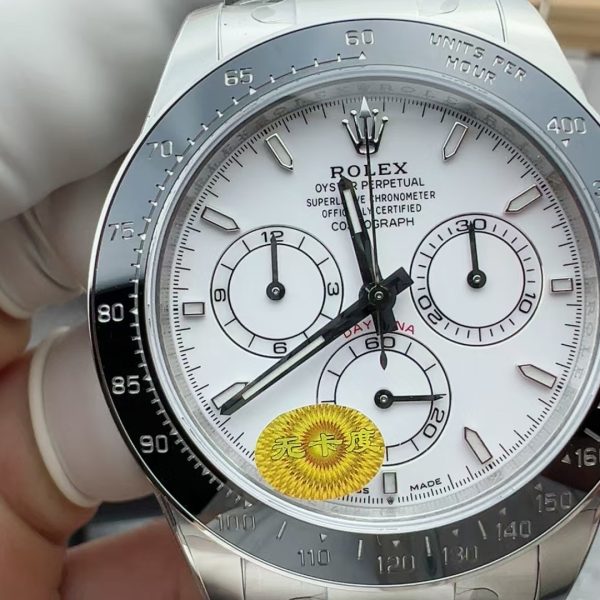 VS Factory Rolex Cosmograph Daytona 40mm “Panda” White Dial Exhibition Caseback (126502LN) — front product view