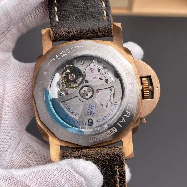 VS Factory Panerai Submersible 47mm1950 Matte Olive Green Dial Bronzo Bezel Brown Leather Strap… — detail view 5