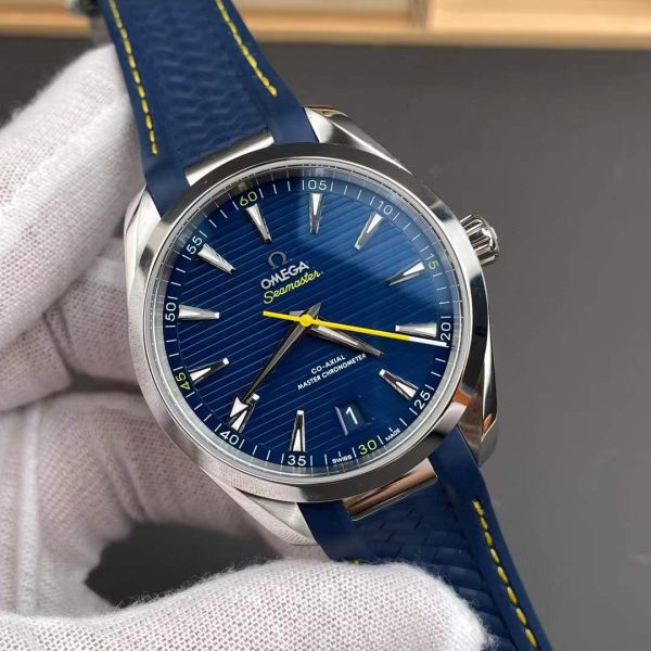 VS Factory Omega Seamaster Aqua Terra 150M 41mm Blue Dial Smooth Bezel Yellow Seconds Hand… — detail view 2