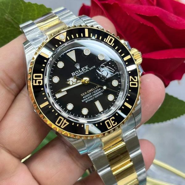 VS Factory Rolex Sea-Dweller 43mm Two-Tone Yellow Gold Black Dial Ceramic Bezel Oyster Bracelet (126603) — detail view 5