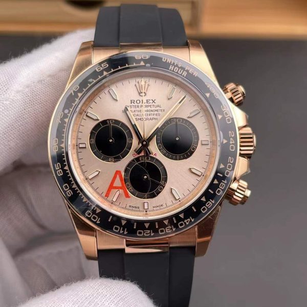 VS Factory Rolex Cosmograph Daytona 40mm Sundust Dial Everose Gold Rubber Strap (126515LN) — front product view