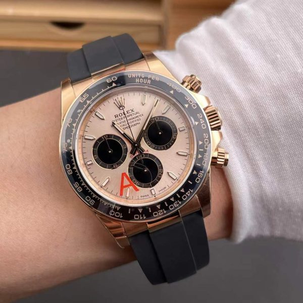VS Factory Rolex Cosmograph Daytona 40mm Sundust Dial Everose Gold Rubber Strap (126515LN) — detail view 7