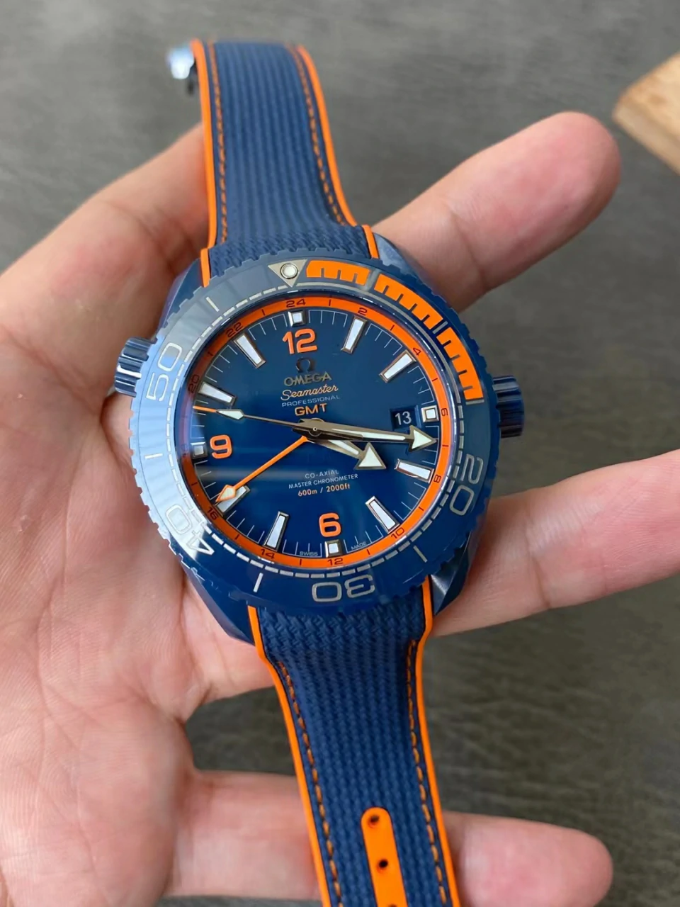 Omega Seamaster Planet Ocean Big Blue VSF Replica Watch — 45.5mm, Blue Ceramic, Rubber, DD8906
