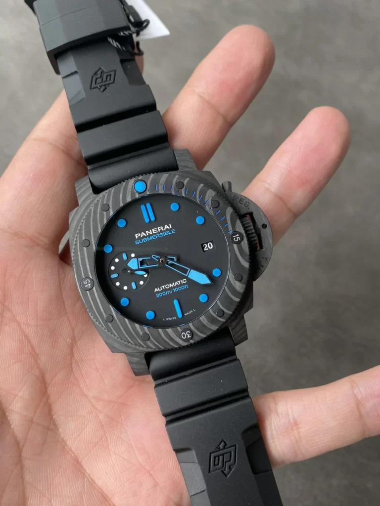 Panerai Submersible PAM00960 VSF Replica Watch — 42mm, Black Dial, Blue Markers, Carbotech, Rubber, P.9000 - Image 8