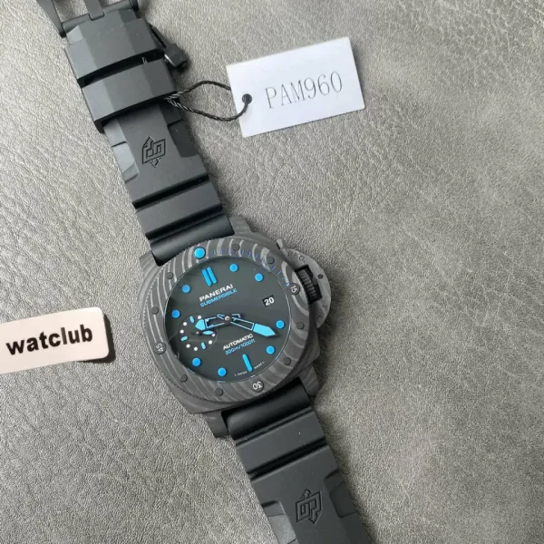 Panerai Submersible PAM00960 VSF Replica Watch — 42mm, Black Dial, Blue Markers, Carbotech, Rubber, P.9000
