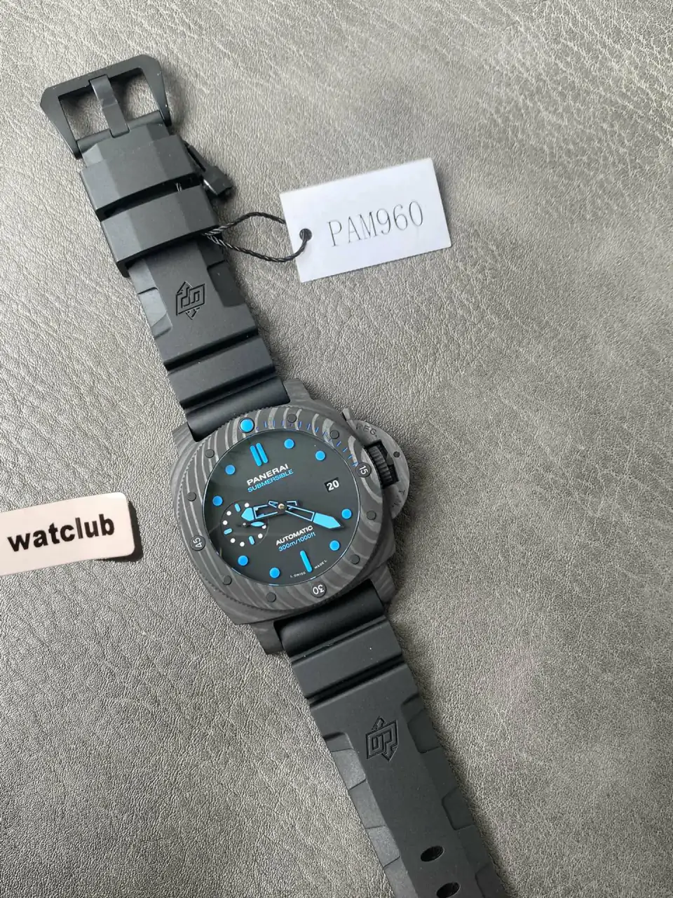 Panerai Submersible PAM00960 VSF Replica Watch — 42mm, Black Dial, Blue Markers, Carbotech, Rubber, P.9000