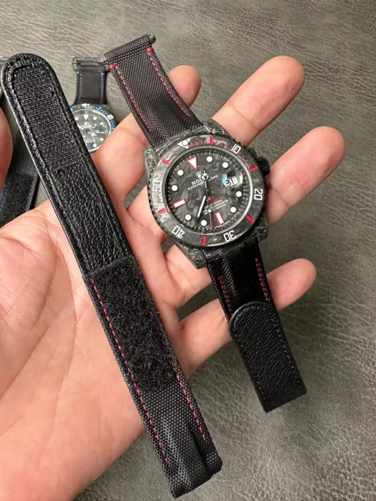 Rolex Submariner VSF Replica Watch — Forged Carbon Dial, Nylon, DiW Carbon Red Element, DD3135 - Image 4