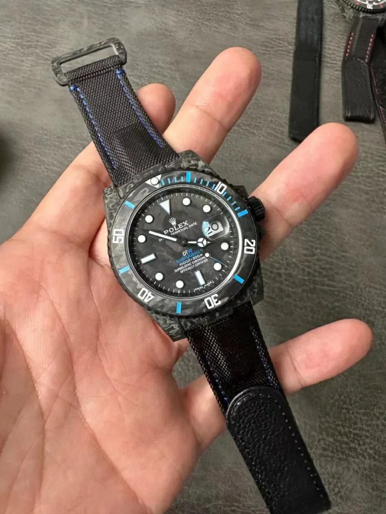 Rolex Submariner VSF Replica Watch — Forged Carbon Dial, Nylon, DiW Carbon Blue Element, DD3135 - Image 5