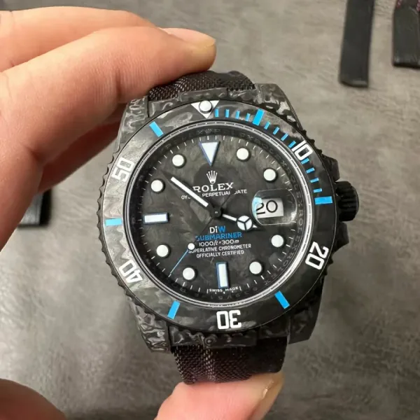 Rolex Submariner VSF Replica Watch — Forged Carbon Dial, Nylon, DiW Carbon Blue Element, DD3135