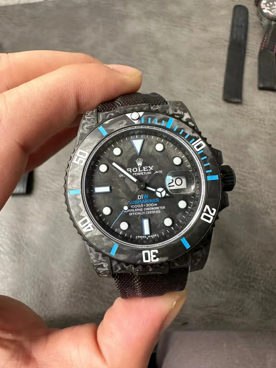 Rolex Submariner VSF Replica Watch — Forged Carbon Dial, Nylon, DiW Carbon Blue Element, DD3135