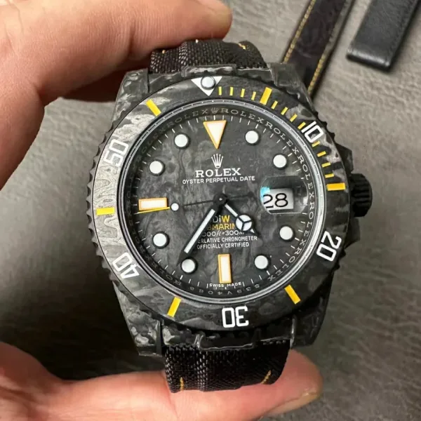 Rolex Submariner VSF Replica Watch — Forged Carbon Dial, Nylon, DiW Carbon Yellow Element, DD3135