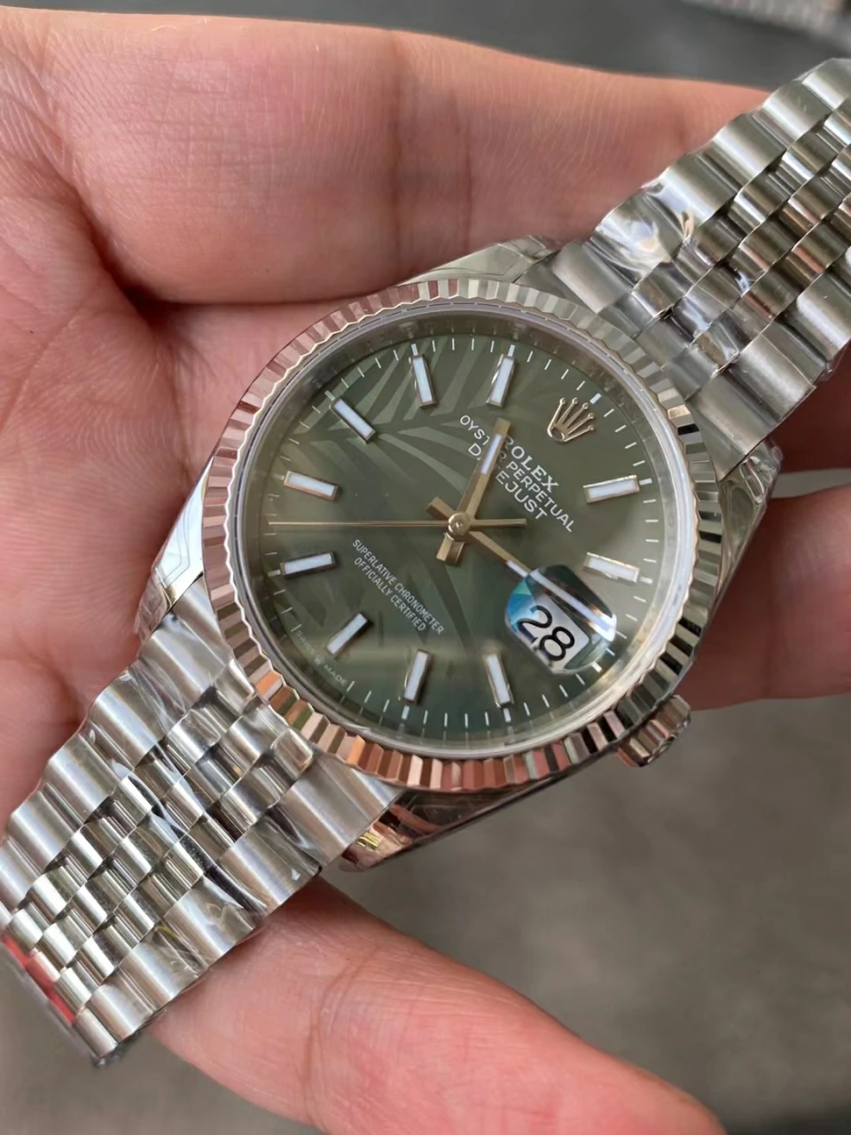 Rolex Datejust 36mm 116234 VSF Replica Watch — Green Palm Dial, Jubilee, VS3235 - Image 2
