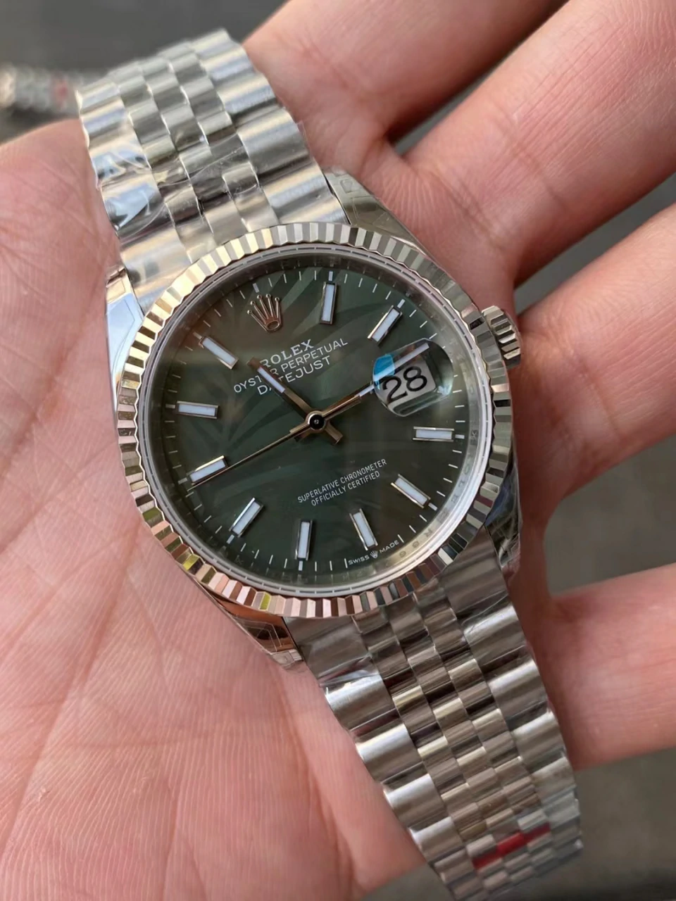 Rolex Datejust 36mm 116234 VSF Replica Watch — Green Palm Dial, Jubilee, VS3235 - Image 3