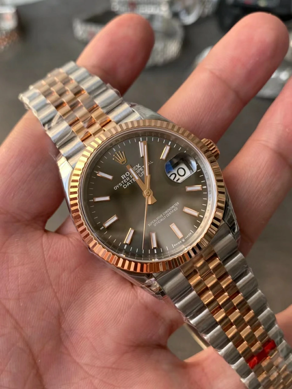 Rolex Datejust 36mm 116231 VSF Replica Watch — Gray Stick Dial, Two-Tone Jubilee, VS3235